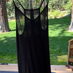 Very sheer black night gown with spaghetti straps.